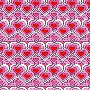 Pink chain of hearts vector seamless pattern Stock Illustration