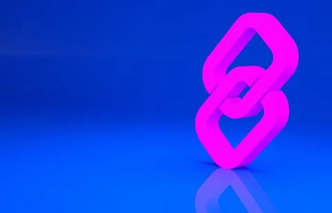 Pink Chain link icon isolated on blue background. Link single. Hyperlink chai Stock Illustration