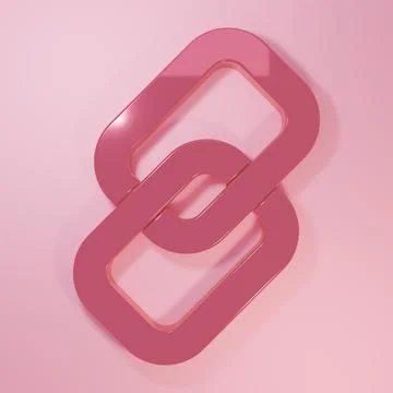 Pink Chain link icon isolated on pink background. Link single. Hyperlink ch.. Stock Illustration
