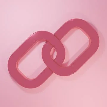 Pink Chain link icon isolated on pink background. Link single. Hyperlink ch.. 스톡 일러스트