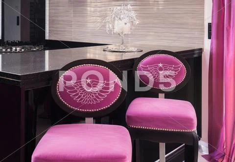Pink chairs with decorative detail Stock Photos