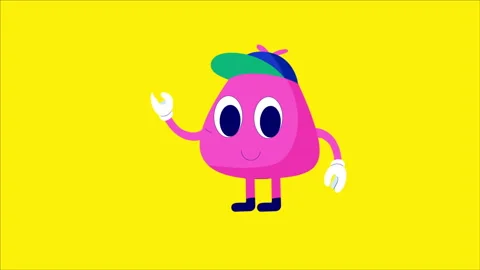 Pink Character On Yellow Background Stock Footage 281625748