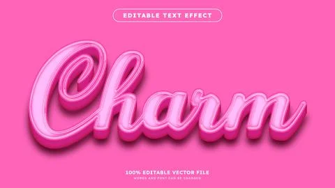 Pink Charm editable text effect and pink stylish background Stock Illustration