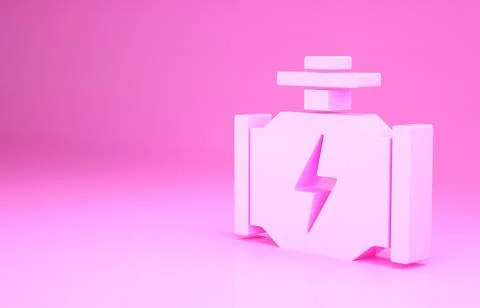 Pink Check engine icon isolated on pink background. Minimalism concept. 3d Stock Illustration