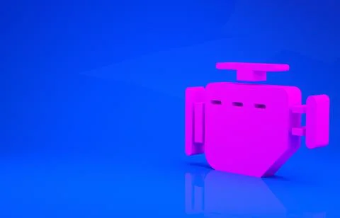 Pink Check engine icon isolated on blue background. Minimalism concept. 3d il Stock Illustration