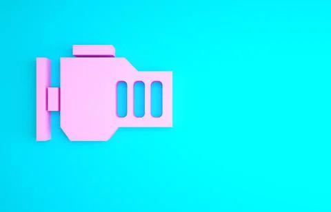Pink Check engine icon isolated on blue background. Minimalism concept. 3d il Stock Illustration