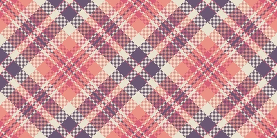 Pink check pattern plaid, display texture vector tartan. Stitched fabric ba.. Illustrazione stock