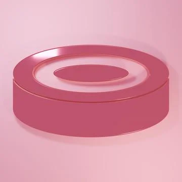 Pink Checker game chips icon isolated on pink background. Minimalism concep.. Stock Illustration