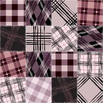 Pink checkered patchwork Stock Illustration