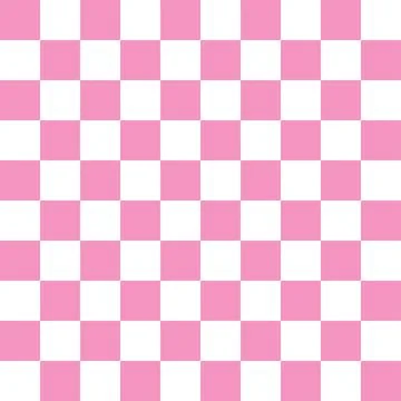 Pink checkered seamless geometric pattern, square template,white backdrop Illustrazione stock