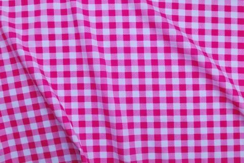 Pink checkered tablecloth texture Stock Photos