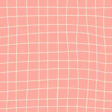 Pink checkered vector pattern. Hand draw tablecloth texture. Stock Illustration