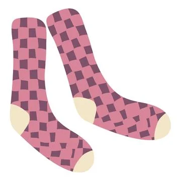 Pink Checkered Winter Socks Stock Illustration