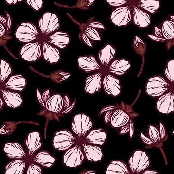 Pink cherry blossom pattern Illustrazione stock