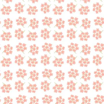 Pink cherry blossom pattern on white background with delicate floral repetition Stock Illustration