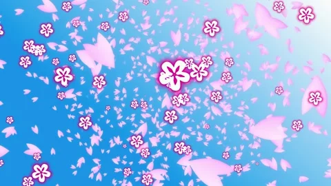 Pink Cherry Blossom Petals Falling Against A Bright Blue Sky Background With Stock Footage 338368846