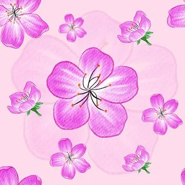 Pink Cherry Blossom Seamless Pattern Stock Illustration
