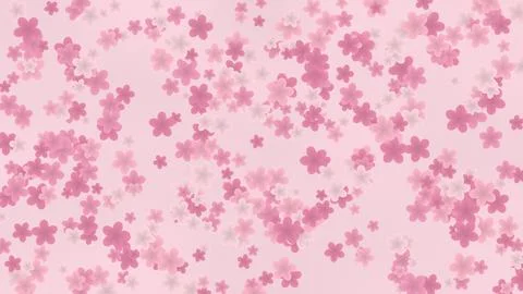 Pink cherry blossoms floating soft pastel background digital illustration Stock Illustration