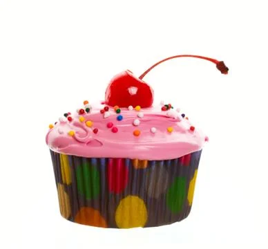 Pink cherry cupcake Foto stock