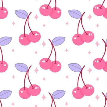 Pink Cherry Pattern for Cute and Playful Backgrounds Stock Illustration