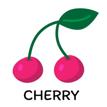 Pink cherry, vector illustration in cartoon flat stye. Food and berry concept Stock Illustration