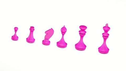 Pink chess pieces on a white background. Beginning of a chess game. Stock Footage 290771047