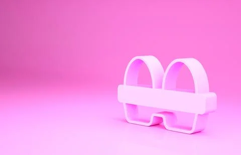 Pink Chicken egg in box icon isolated on pink background. Minimalism concept. 3d Illustrazione stock