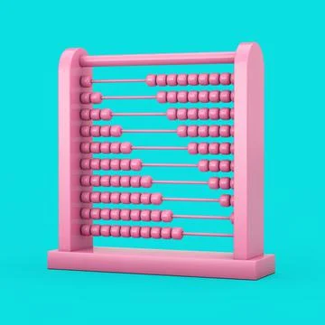 Pink Children Toy Brain Development Abacus in Duotone Style. 3d Rendering Stock Illustration