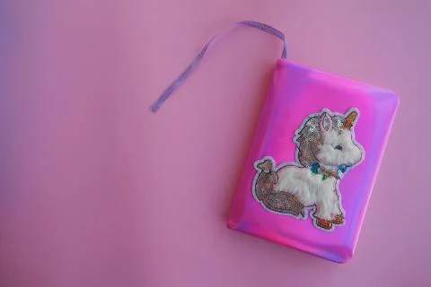 Pink children's notebook. Stock Photos