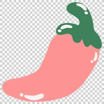 Pink chili pepper vegetables set green stem cartoon illustration simple sha.. Stock Illustration