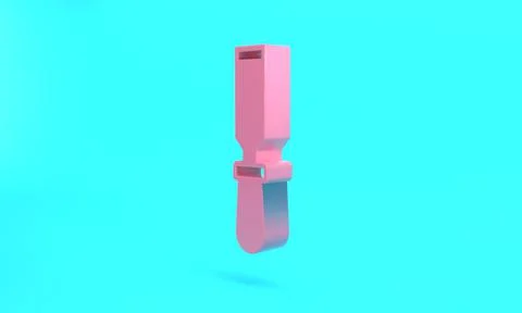 Pink Chisel tool for wood icon isolated on turquoise blue background. Minimal イラスト素材
