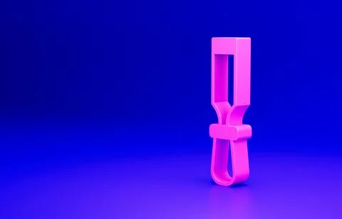 Pink Chisel tool for wood icon isolated on blue background. Minimalism concept Stock Illustration