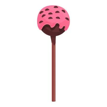 Pink choco cake pop icon cartoon vector. Candy chocolate Stock Illustration