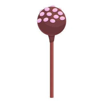 Pink choco cake pop icon cartoon vector. Candy chocolate Illustrazione stock