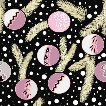 Pink Christmas balls seamless pattern Stock Illustration