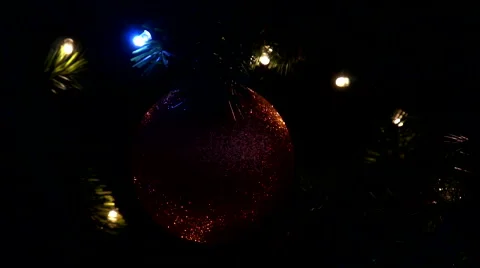Pink Christmas Bauble on a tree Stock Footage 45690667