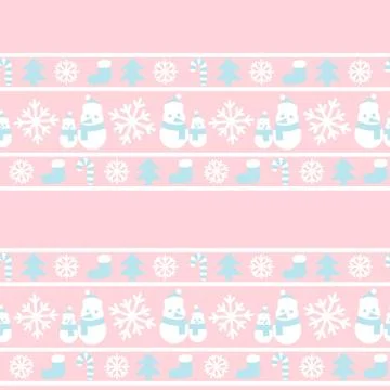 Pink Christmas Snowman seamless pattern background 库存插图