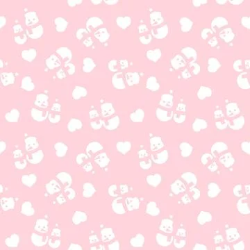 Pink Christmas Snowman seamless pattern background Illustrazione stock