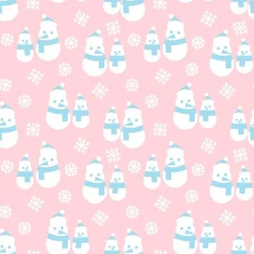 Pink Christmas Snowman seamless pattern background 스톡 일러스트