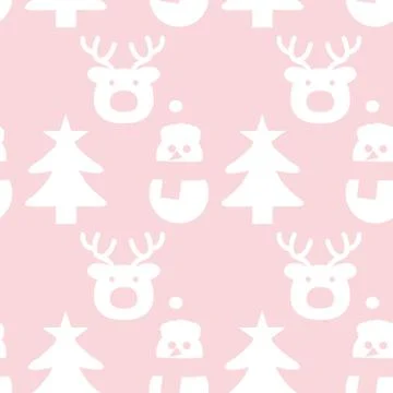 Pink Christmas Snowman seamless pattern background Stock Illustration