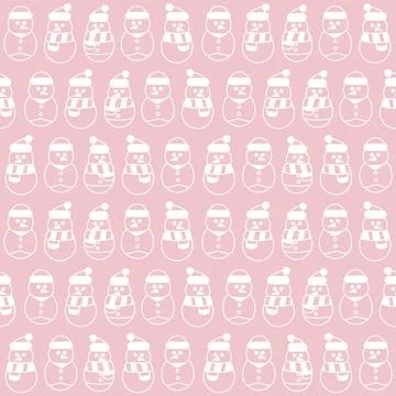 Pink Christmas Snowman seamless pattern design 库存插图