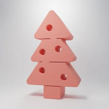 Pink Christmas tree with decorations icon isolated on pink background. Merr.. Stock Illustration