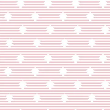 Pink Christmas Tree seamless pattern design Illustrazione stock