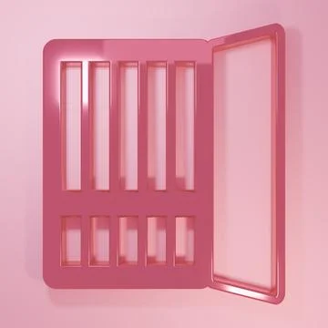 Pink Cigarette case icon isolated on pink background. Tobacco sign. Smoking.. Stock Illustration