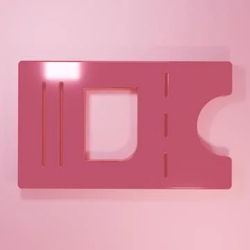 Pink Cinema ticket icon isolated on pink background. Minimalism concept. 3D.. Stock Illustration
