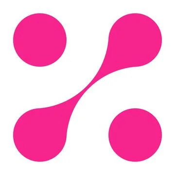 Pink circle blob connect pattern. Organic morphing shapes and logo dots. Flat Stock Illustration