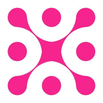 Pink circle blob connect pattern. Organic morphing shapes and logo dots. Flat Stock Illustration