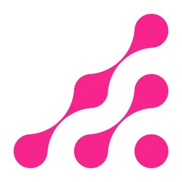 Pink circle blob connect pattern. Organic morphing shapes and logo dots. Flat Stock Illustration