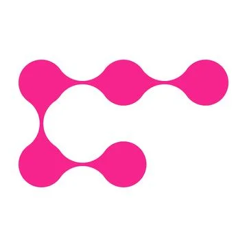 Pink circle blob connect pattern. Organic morphing shapes and logo dots. Flat Stock Illustration