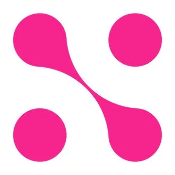 Pink circle blob connect pattern. Organic morphing shapes and logo dots. Flat Stock Illustration